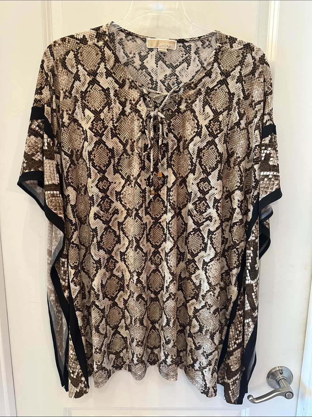 Michael Kors Snake-Print Kaftan Top in Brown and Black